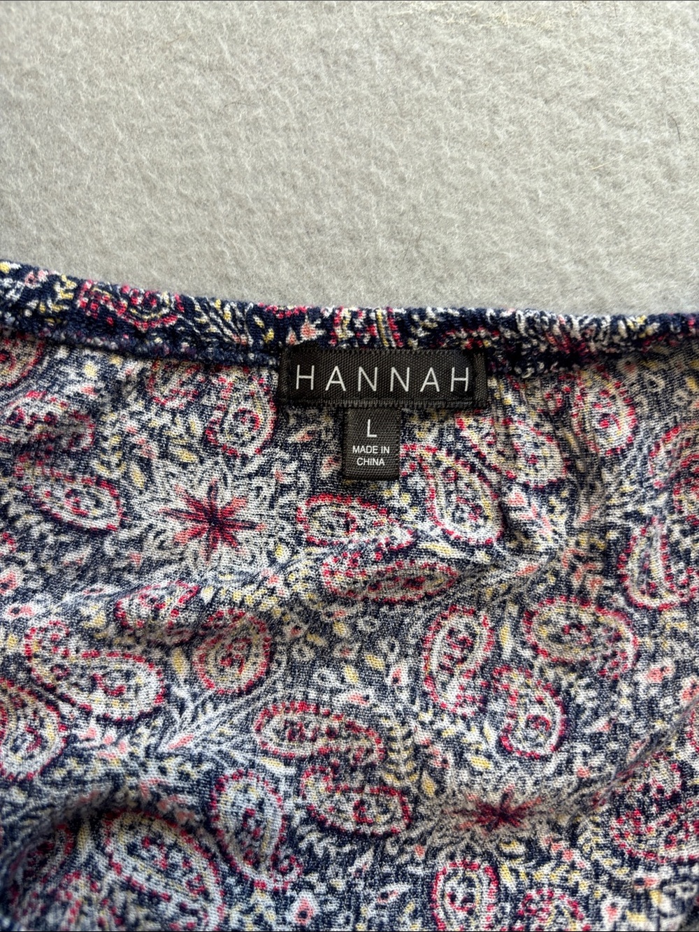 Hannah Navy Blue and Pink Paisley Off-Shoulder Blouse - Picture 4 of 7